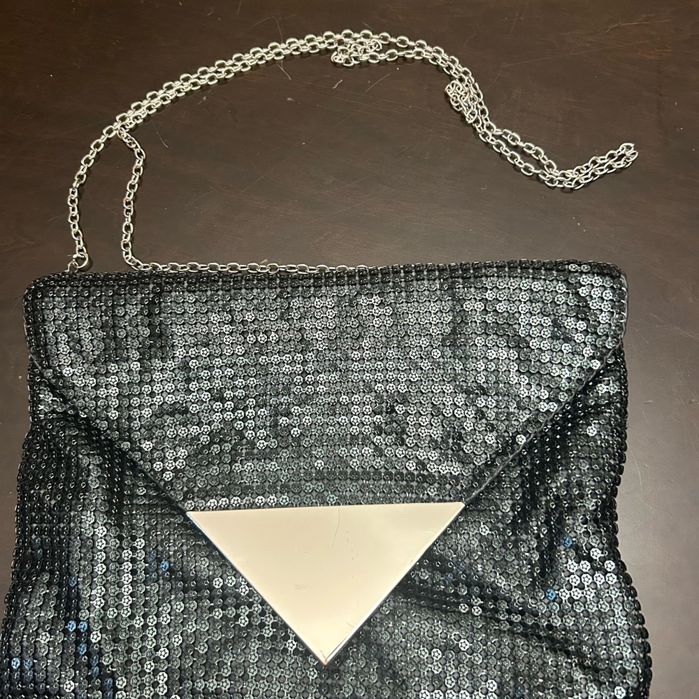 Silver Sequin Clutch Bag